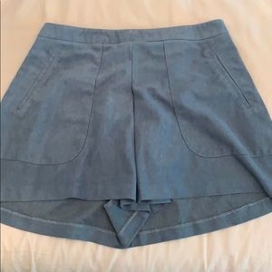 Blue velvet shorts